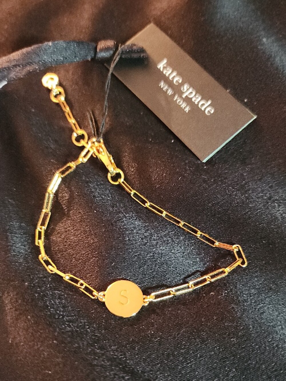 kate spade Gold Link Bracelet with Initial S Disc NWT